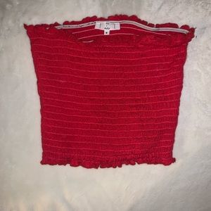 Red Ribbed Tube Top